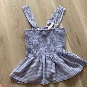 NWT. Madewell Peplum Top. Light Blue